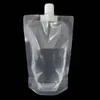 100 datorer förseglade flytande engångsbruk transparent förpackningspåse Drink Pouch Coffee With Munstel Milk Juice Beverage Hållbar Stand UP1303E