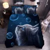 Lovinsunshine 3D Wolf Pedding Zestaw King size Dog Cat Cat Drukowanie kołdry Zestaw okładki królowej Zestaw łóżka Zestaw łóżka VC01# C1018269Z