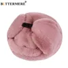 BUTTERMERE Fur Caps Women Bomber Hats Pink Winter Hat Russian Female Thicker Warm Solid Soft Windproof Ear Flap Ushanka Hat 201019278g