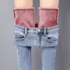 Xibusana зимнее теплое добавление бархатных джинсов женские джинсовые брюки утолщенные повседневные козкие карандашные брюки упругие стримы тонкие брюки 210203