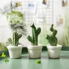 Keramik Kaktus Potted Plant Set Creative Home Decoration Cafe Restaurang Living Room Ornaments Bröllop Dekor Julklapp T200703