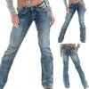 Nya Damer Sexiga Stora Mellan Midja Skinny Denim Jeans Stretch Stretch Slim Button Byxor Jeans Heta produkter