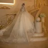 Arabska suknia balowa Dubai suknie ślubne luksusowe długie rękawy Zastosowane kryształowe koraliki ślubne suknie nki