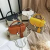 Moda Rattan Bolsas de ombro femininas Bolsas de grife de luxo Tecido de vime bolsa transversal Verão Praia Palha Senhora Bolsas pequenas