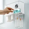 BAISPO Portaspazzolino ad adsorbimento magnetico Dispenser automatico di dentifricio in plastica Montaggio a parete Rack di stoccaggio Accessori per il bagno LJ201204