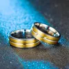 Moda Gold Contrast Color Color Ring Ring Stripe Stainless A￧o de casal de casal Ringos de casamento Banda Gift Will and Sandy
