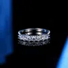 BOEYCJR 925 Silver D color m 0.1ct VVS1 Simple Design Wedding Ring for Women Gift 211217