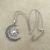 Trendig ny vintage solmon halsband silverfärg ihålig halvmåne måne hängande kedja halsband för kvinnor mode smycken gåva g220310