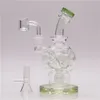 Glass Bong Waterpipe Hookah Recycler Oil Rigs with Unique Colorful Percolator 7in height 14mm Bowl