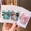 6pcs Cotton Cloth Girls 2.95 Inches Bow Hair Clips Flower Embroided Hairpin Fruit Barrette Kids Accessories Headdress