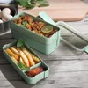 900ml 3 lager Bento Box Miljövänlig Lunchkasse Matbehållare Vete Halm Material Mikrovågsugn Bento Boxes W15