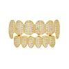 Gold Grillz Teeth Rhinestone Top&Bottom Teeth Grills Set Shiny Bling Iced Out Hip Hop Jewelry