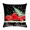 Kudde-Case Juldekorationer Röd Pickup Truck Christmas Tree Serie Pillow Case Cushion Cover Hushållsartiklar 45 * 45cm T500450