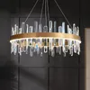 Nouveau lustre en cristal led éclairage intérieur lustres pour chambre salon design nordique rond anneau en or lustre lampe suspendue