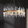 Ny Crystal Chandelier LED Inomhusbelysning Ljuskronor för sovrum Vardagsrum Nordic Design Round Gold Ring Luster Hänglampa