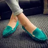 Plus size 35-43 Mulheres apartamentos de camurça faux slip em sapatos planos sapatos de barco de metal sapatos fêmeas macias zapatos mujer