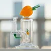 Unique Peach Fruits Bong 7 Inch Tall Glass Water Pipes With Bowl Perc Showerhead Percolator 14mm Female Joint Dab Rigs Heady Bongs Thick