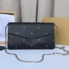 borsa a tracolla da donna Borsa a tracolla di design Borsa a tracolla da donna Borsa metallizzata Lettera in vera pelle Paillettes Hasp Tasca con patta singola morbida MM taglia Nero