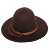 Sonbahar Kış Güneş Şapka Kadın Erkek Fedora Klasik Geniş Ağız Keçe Floppy Cloche Cap Chapeau İmitasyon Yün L XL 211227
