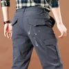 Wojskowe spodnie Casual Cargo Elastyczne Spodnie turystyczne Outdoor Mężczyźni Slim Wodoodporna Odporna na zużycie Force Air Army Tactical Spodnie 220311