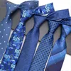 Corbata de moda para hombre, corbata de seda azul de 8CM, corbatas clásicas tejidas de Jacquard con puntos florales para hombre, corbatas formales de negocios para boda, fiesta, novio