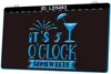 LD5493 It's 5 O'clock Somewhere Cocktails 3D Engraving LED Light Sign Wholesale Retail