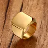 Men Club Pinky Signet Ring Ornate Stainless Steel Band Gold Tone Male Jewelry