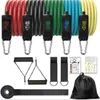 quente 150lbs Rope Pull 11 Pcs Set Fitness Exercícios faixas da resistência Latex Tubes Pedal Workout Excerciser Formação corpo elástico Yoga Banda