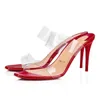 21s Woman Summer Sandals Red Soles Heels Brand Red-Bottoms Shoes Just-nothing Style Leather And PVC Straps Sexy Lady Wedding Party Dress Shoes with box