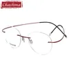 2 g Men Round Prescription Eyeglasses Graduation Lenses Light Optical Frames Rimless Titanium Glass for Women2318704