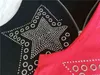 Sexy Harajuku Tshirt Diamants T-shirt Femmes Sans Manches Casual Y2K Top Tee Mode Noir Rouge T-shirt D'été Femme Vêtements Col En V 220207