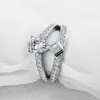 Ainuoshi Partihandel 1 Carat Pear Cut Sterling Solid 925 Silver Bröllop Bröllop Engagement Ring Smycken Gåvor för Lover Promise Y200106