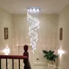 DHL / UPS Moderne LED Lange Spiraal Crystal Trap Kroonluchter Verlichting Ronde Design Hallway Creative Restaurant Hanging Light-armaturen