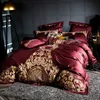 1000TC Luxury Egyptian Cotton Däcke Cover Set Bed Sheet Pillow Shams Shabby Chic broderi Bäddar Set Red Grey King Queen Size 23161077
