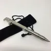 Genuine Brass Stainless Steel Barrels Mirror Polished Silver Ballpen Square Shaped Silver Bolt Action Spanner Pen with Keychain