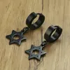 Pendientes colgantes circulares con forma de cruz de Estrella de David negra para hombre, aretes de acero inoxidable, joyería masculina judía perfecta para cualquier ocasión 257x