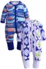 Infant Baby Rompers Striped Footed Handed Pajama Sleeper Zipper Romper Newborn Baby Clothes