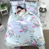 Bonenjoy Satin Soie Linge de lit Chine Soie Literie Ensembles Queen King Size Floral Imprimé Housse de couette Twin Literie Draps de lit d'été LJ201127