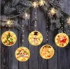 Christmas Tree Round Light LED Colorful Painting Hanging Ornament Battery Curtain Lights Pendant New Year Gift Party Decoration LSK1533