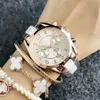 Fashion Brand wrist watch for women Girl 3 Dials crystal style Steel metal band quartz watches M61