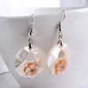 Pink Flowers White Shell Beach Jewelry Gift Natural Shell Charm Earrings for Women Girls 5 Pairs