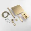 Bathroom Shower Sets Square Style Brushed Gold Set Wall Mount Bath Faucet With Rain Head 8-12 Inch