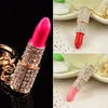 Keychains Women Jewelry Charm Crystal Keychain Lipstick Key Holder Rhinestone Keyring Red Rose Pendant Chain Rings Fred22