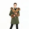 OFTBUY Parka Echtpelzmantel Winterjacke Frauen Natürlicher Waschbärpelzkragen Warme dicke Kaninchenfellfutter Parkas Abnehmbare 201027