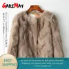 Garemay Gerçek Tavşan Kürk Ceket Kadınlar İçin Uzun Kollu Artı Boyut Boyut Kadınlar Kısa Gerçek Tavşan Ceket Kadın Sıcak Peluş Katlar 201103