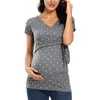 Short Sleeve Pregnancy Maternity Tops Summer Casual Shirts Women Wrap Nursing Top Breastfeeding Blouse Tees Wear 20220308 H1