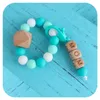 10 Colors New DIY Creative MOM Letter Lobster Clasp Pendant Octagonal Beech Wood Bracelet Teether Set Baby Silicone Molar Stick M3069