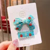 6pcs Cotton Cloth Girls 2.95 Inches Bow Hair Clips Flower Embroided Hairpin Fruit Barrette Kids Accessories Headdress