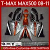 Kit corpo per YAMAHA TMAX MAX 500 XP500 MAX-500 T 2008-2011 Carrozzeria 107No.100 TMAX-500 TMAX500 T-MAX500 2008 2009 2010 2011 MAX500 08 09 10 11 Carenatura OEM Arancione bianco