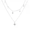 Tassel Stars Naszyjnik Biżuteria Wielowarstwowa Star Silver Color Naszyjnik Biżuteria Moda do wysyłania dziewczyn Prezent Collares
